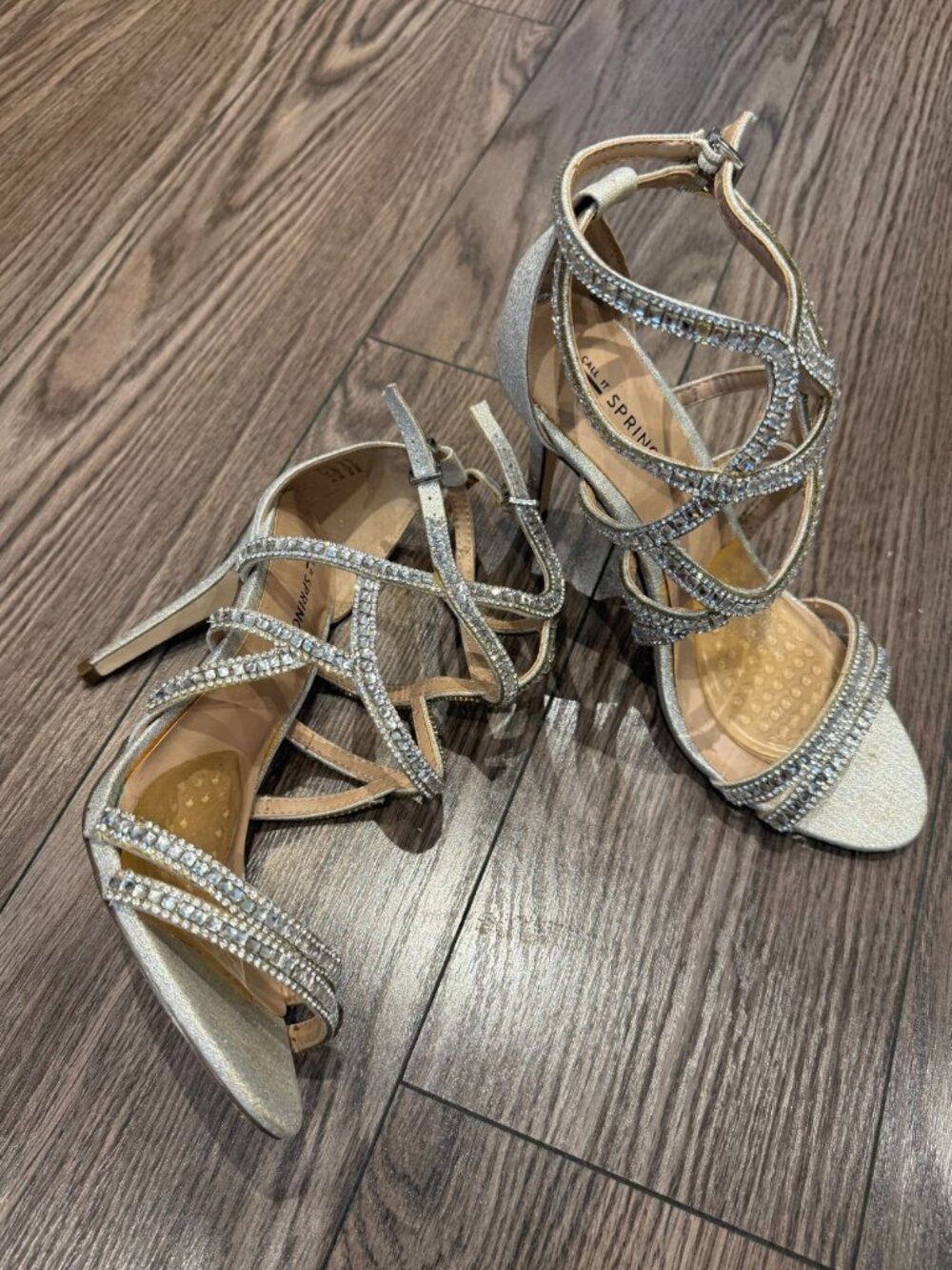 Call It Spring Silver Rhinestone Cage Heels - Size 8.5 (With Box) - Picture 5 of 12